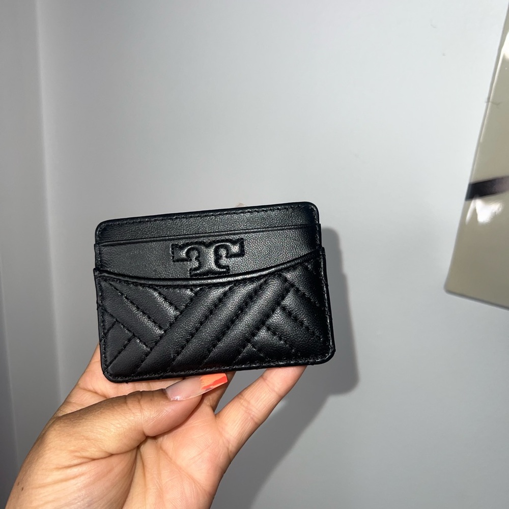 Tory Burch Black Quilted Card Holder